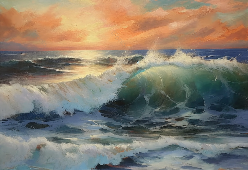 潮涌浪翻海浪油画插画背景,插画/手绘图,插画/手绘图库,插画/手绘图下载,插画/手绘